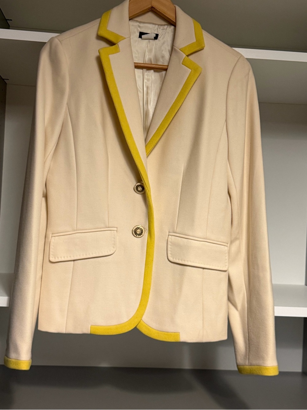 J. Crew Cream Blazer with Yellow Trim